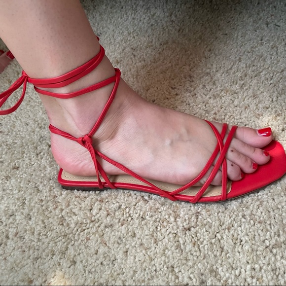 Tie Up Red Premium Leather Sandals - Picture 6 of 6